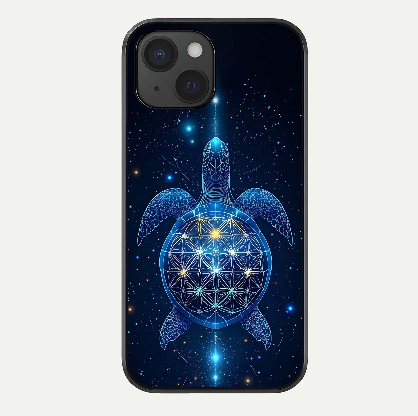 Crimson Blue Turtle Glass Case For iPhone 15 by Custom World
