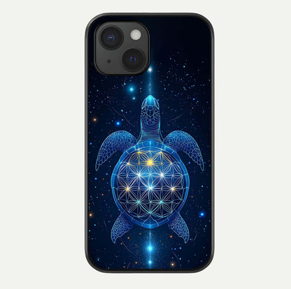 Crimson Blue Turtle Glass Case For iPhone 15 by Custom World
