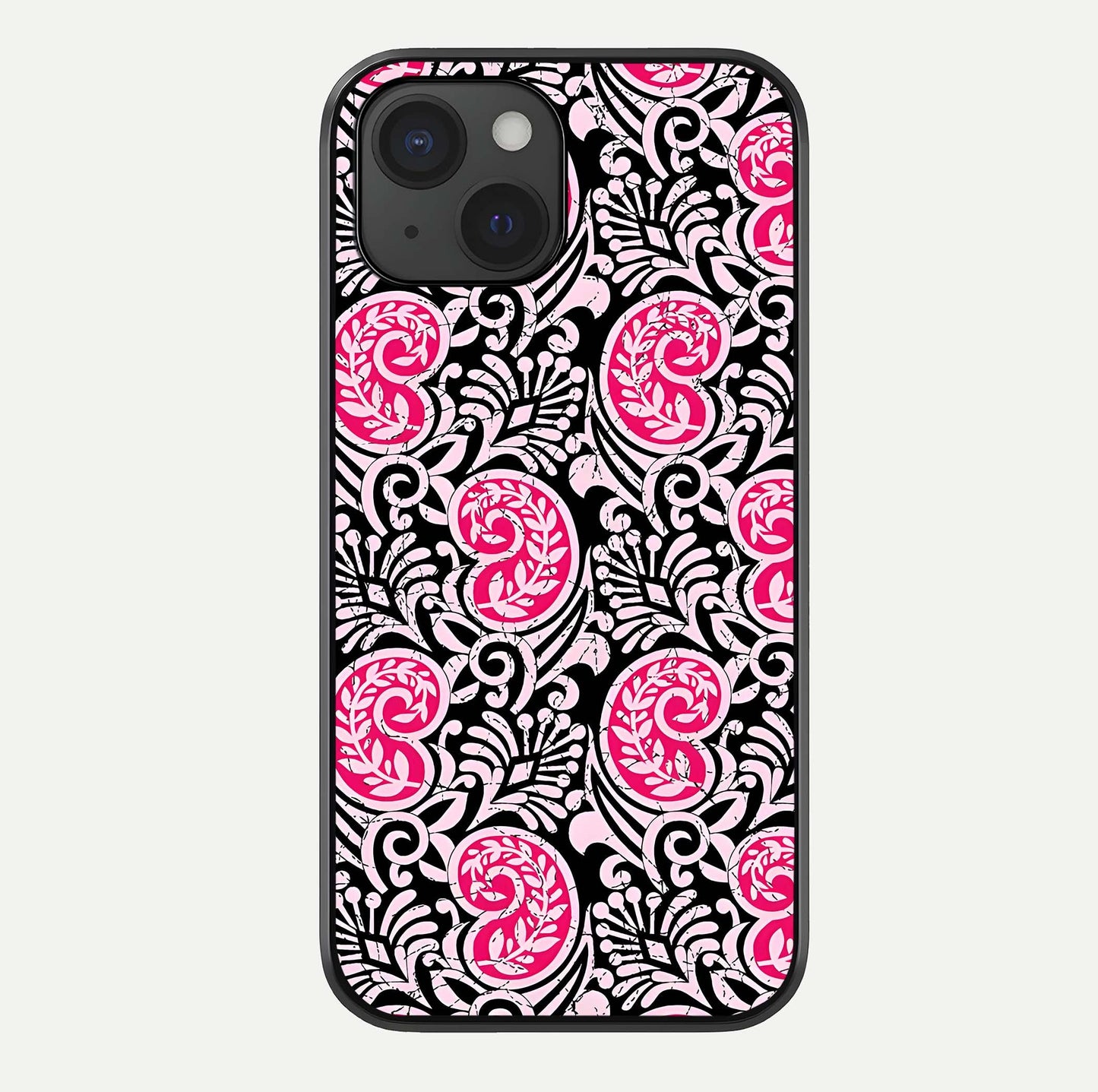 Crimson Paisley Charm Glass Case For iPhone 15 by Custom World