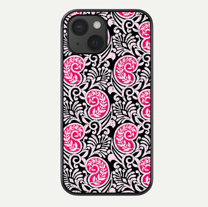 Crimson Paisley Charm Glass Case For iPhone 15 by Custom World
