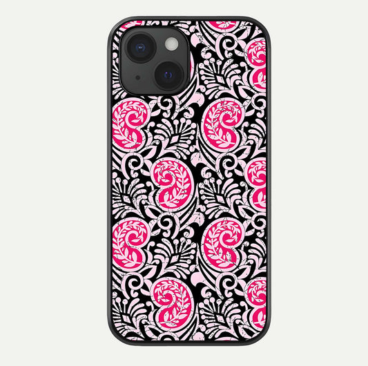 Crimson Paisley Charm Glass Case For iPhone 15 by Custom World