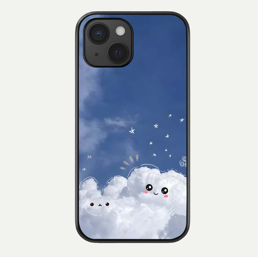 Cute Blossom Cloud Glass Case For iPhone 15 by Custom World