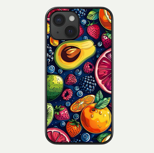 Cute Fruits Art Glass Case For iPhone 15 by Custom World