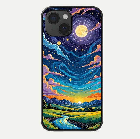 Dreamy Night Landscape Glass Case For iPhone 15 by Custom World