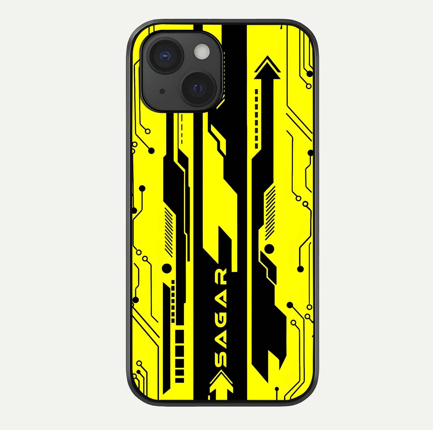 Electric Pulse CYBERPUNK Custom Name Glass Case For iPhone 15 by Custom World