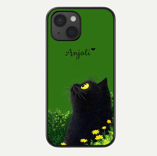 Emerald Cat Custom Name Glass Case For iPhone 15 by Custom World