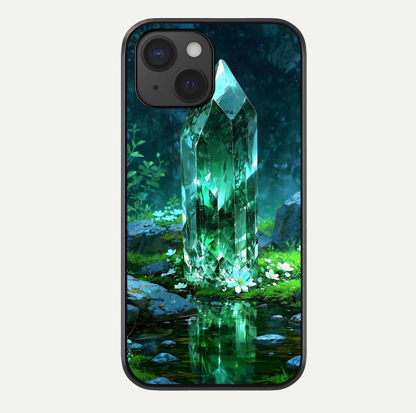 Emerald Light Crystal Glass Case For iPhone 15 by Custom World