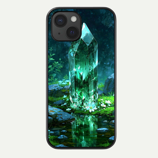 Emerald Light Crystal Glass Case For iPhone 15 by Custom World
