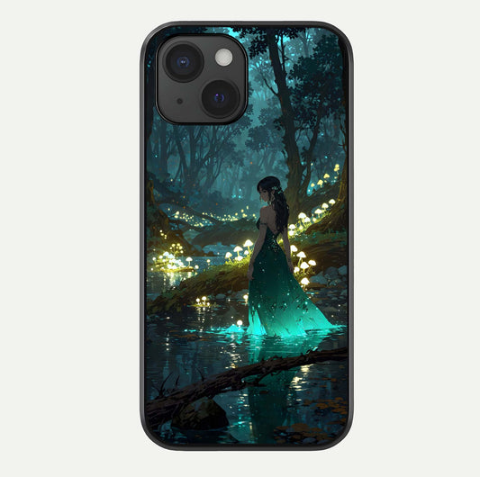 Enchanted Forest Glow Glass Case For iPhone 15 by Custom World