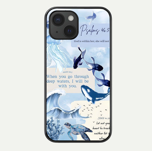 Faithful Ocean Promise Glass Case For iPhone 15 by Custom World