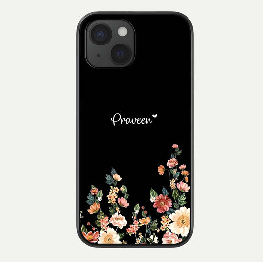 Floral Design Personalized Custom Name Glass Case For iPhone 15 by Custom World