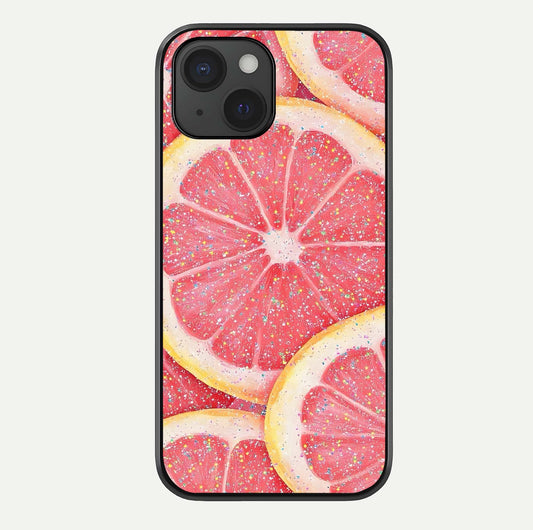 Glitter Grapefruit Glass Case For iPhone 15 by Custom World