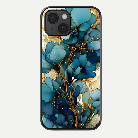Golden Bloom Symphony Glass Case For iPhone 15 by Custom World