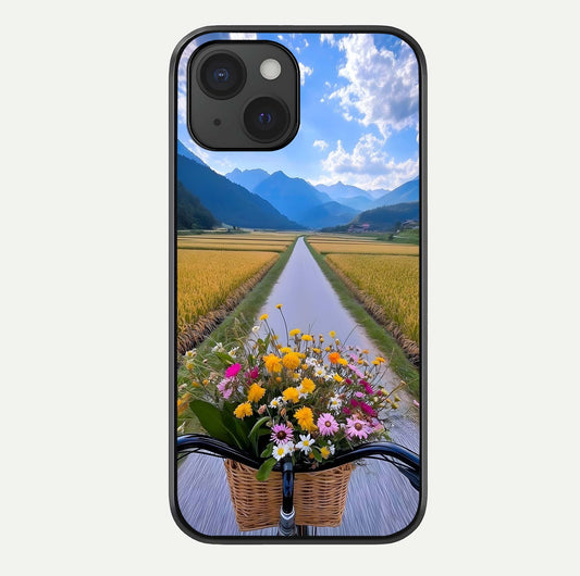 Golden Field Journey Glass Case For iPhone 15 by Custom World