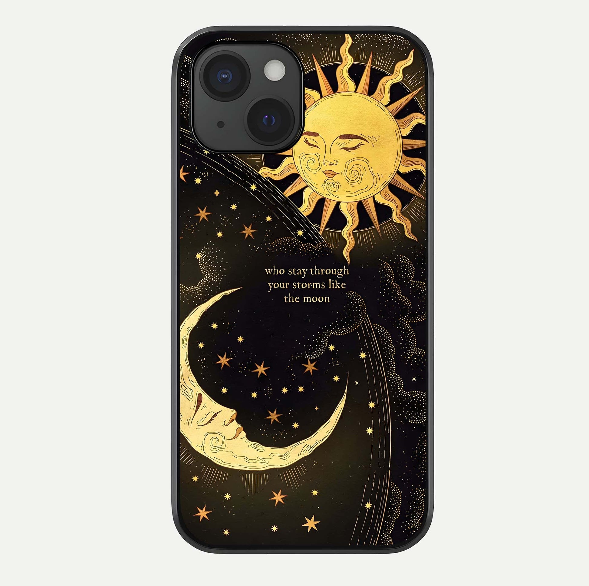 Golden Lunar Love Glass Case For iPhone 15 by Custom World