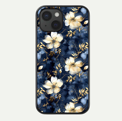 Golden Midnight Bloom Glass Case For iPhone 15 by Custom World