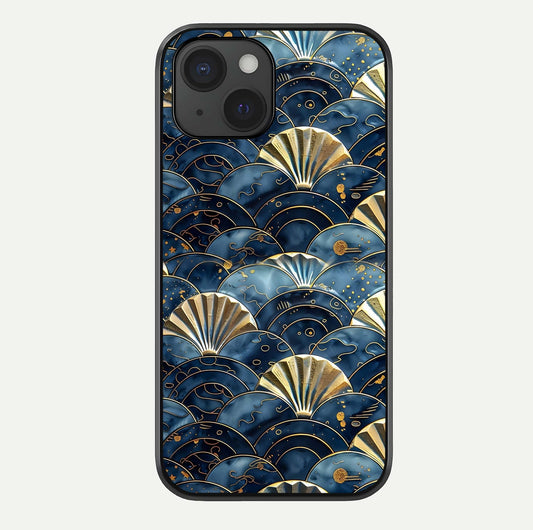 Golden Wave Luxe Glass Case For iPhone 15 by Custom World
