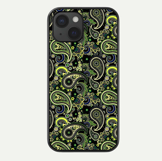 Green Mandala Pattern Glass Case For iPhone 15 by Custom World