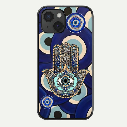 Hamsa Divine Guard Glass Case For iPhone 15 by Custom World