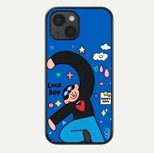 Happy Luck Vibe Glass Case For iPhone 15 by Custom World