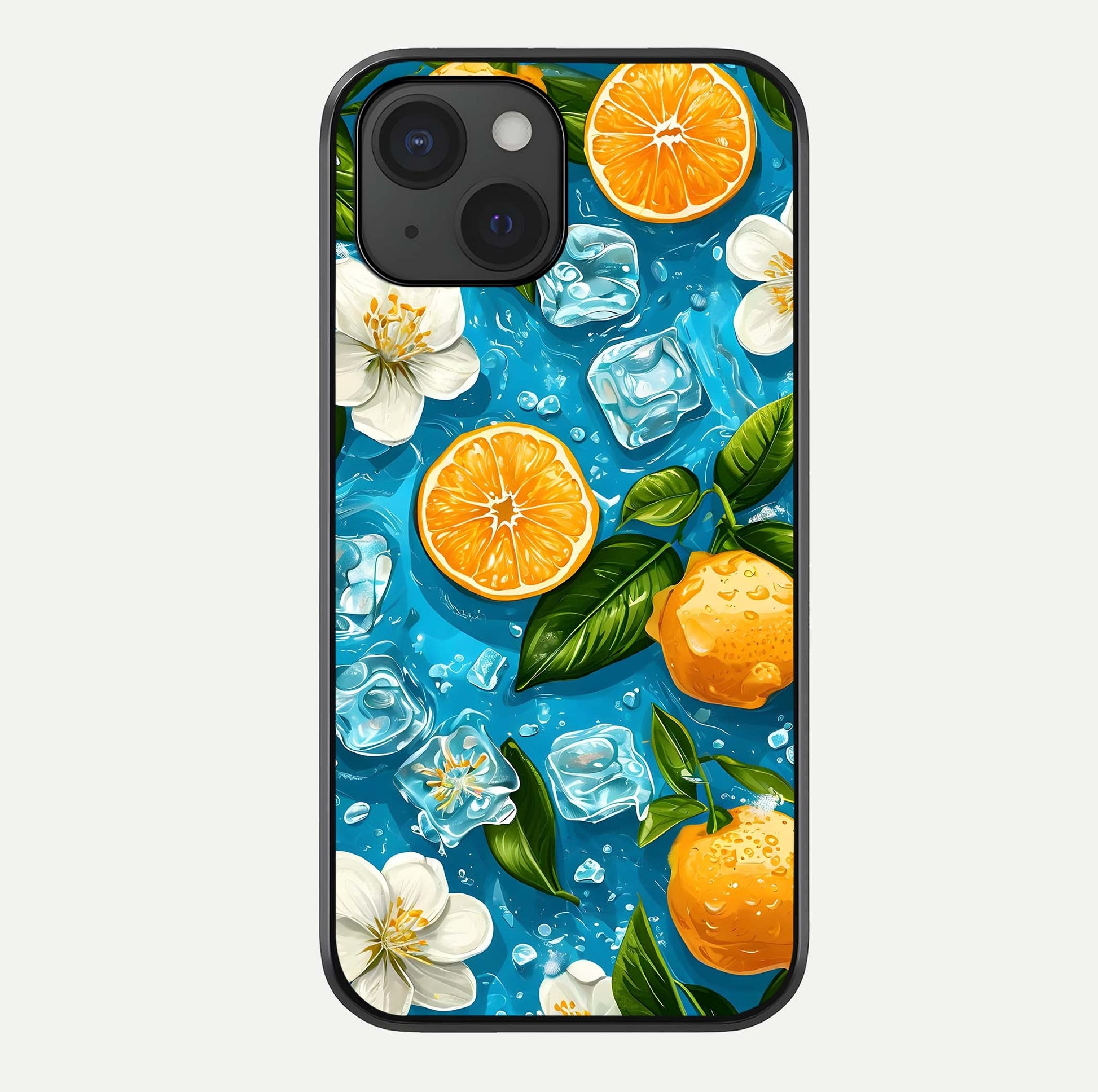 Ice Cube With Orange Glass Case For iPhone 15 by Custom World
