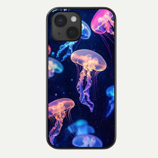 Jellyfish Pattern Glass Case For iPhone 15 by Custom World