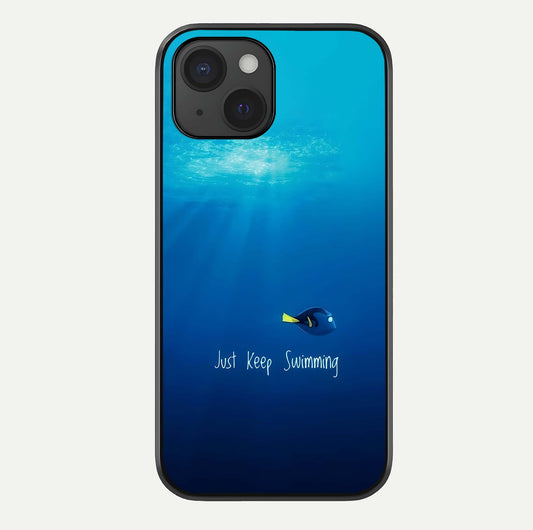 Just Keep Swimming Glass Case For iPhone 15 by Custom World