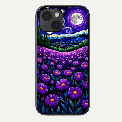 Lavender Moon Field Glass Case For iPhone 15 by Custom World