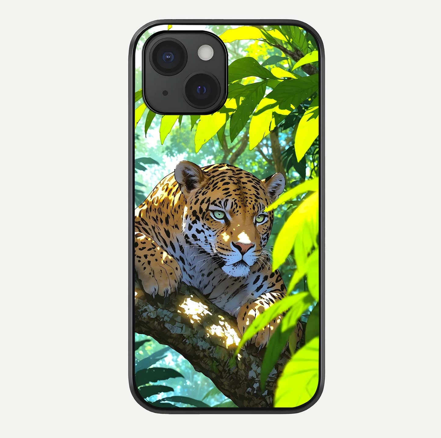 Leopard In Jungle Glass Case For iPhone 15 by Custom World