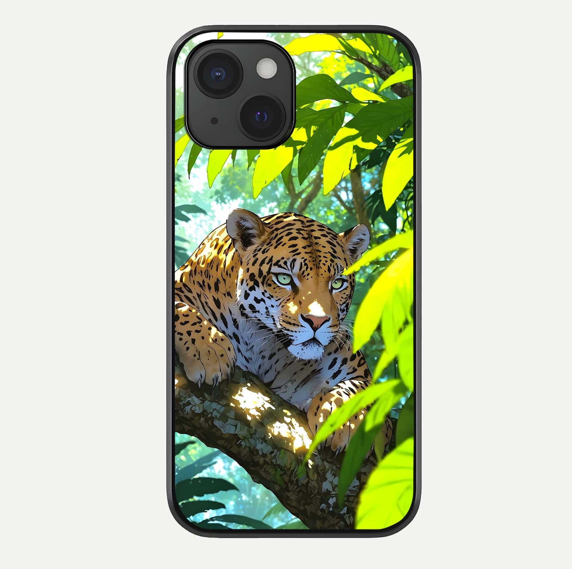 Leopard In Jungle Glass Case For iPhone 15 by Custom World