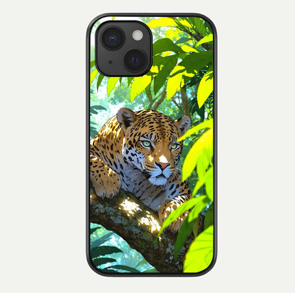 Leopard In Jungle Glass Case For iPhone 15 by Custom World