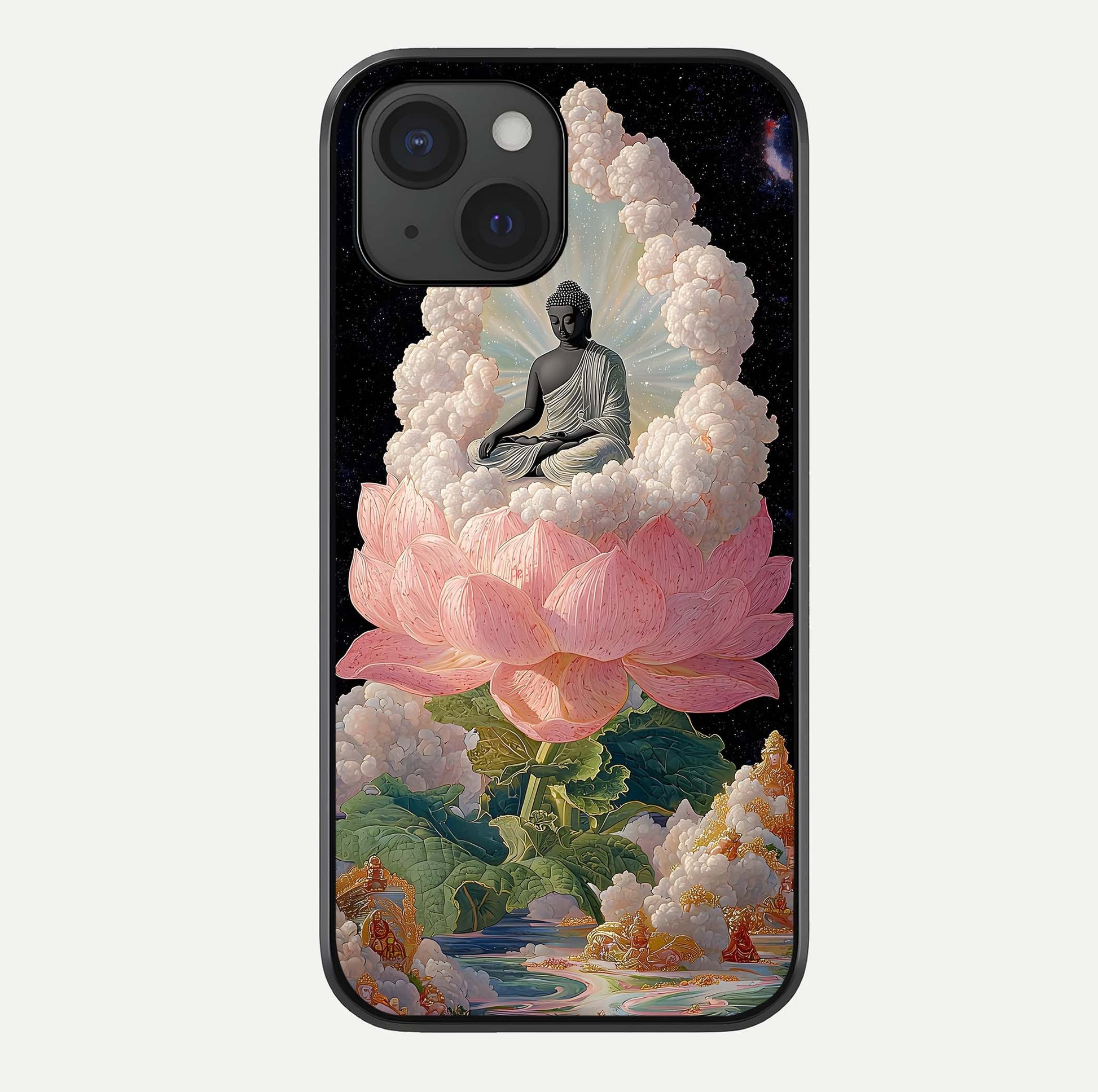 Lotus Divine Peace Glass Case For iPhone 15 by Custom World