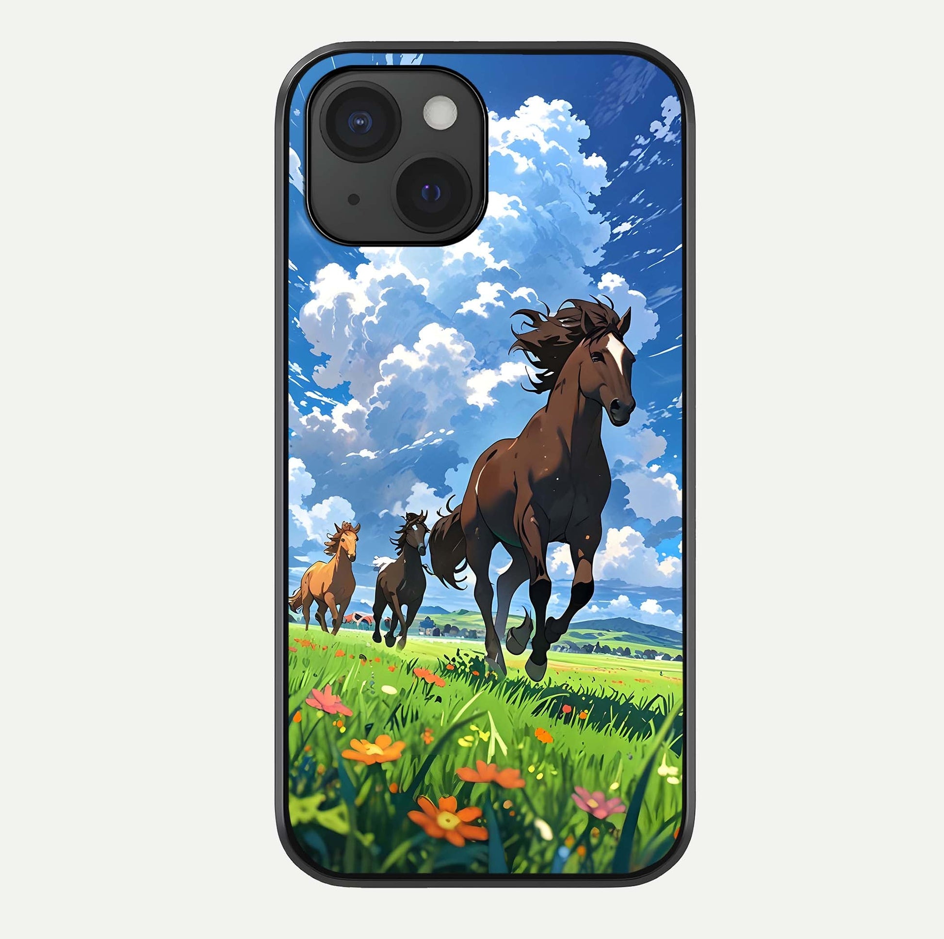 Majestic Horses Galloping Glass Case For iPhone 15 by Custom World