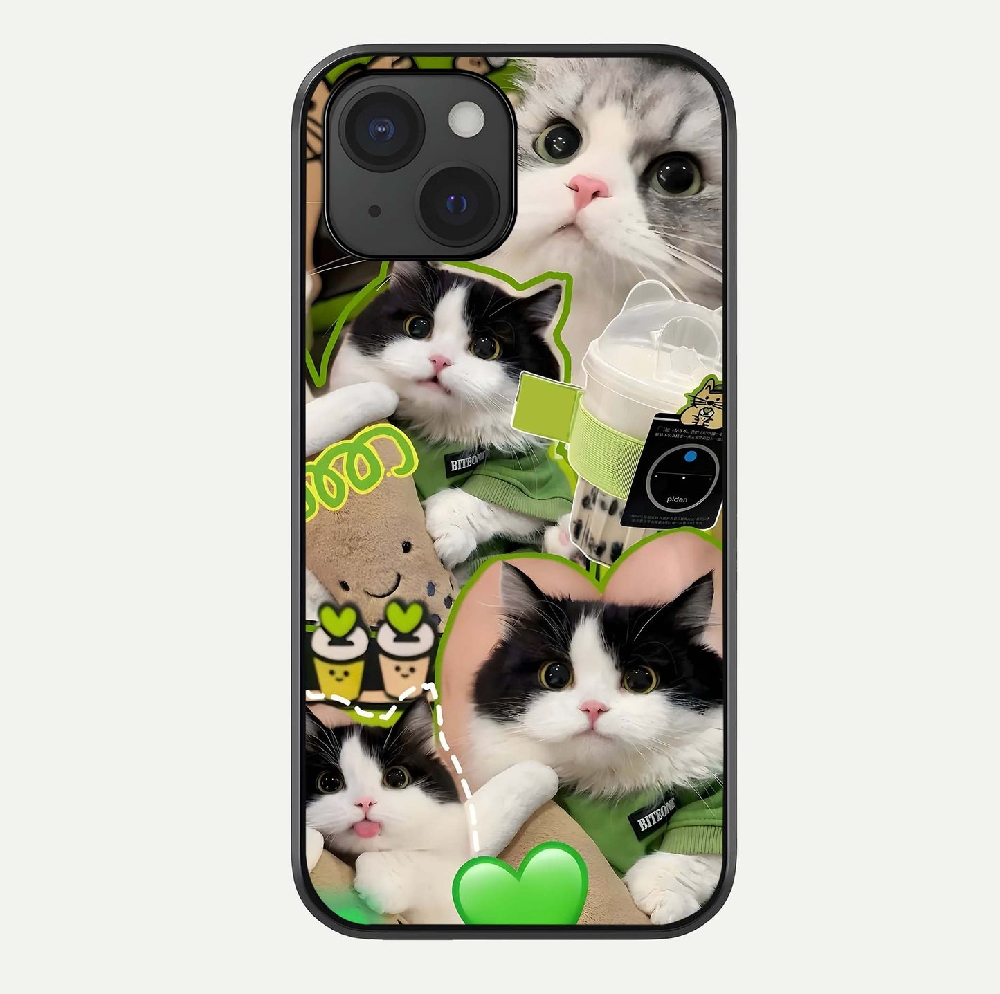 Matcha Cats Mood Glass Case For iPhone 15 by Custom World