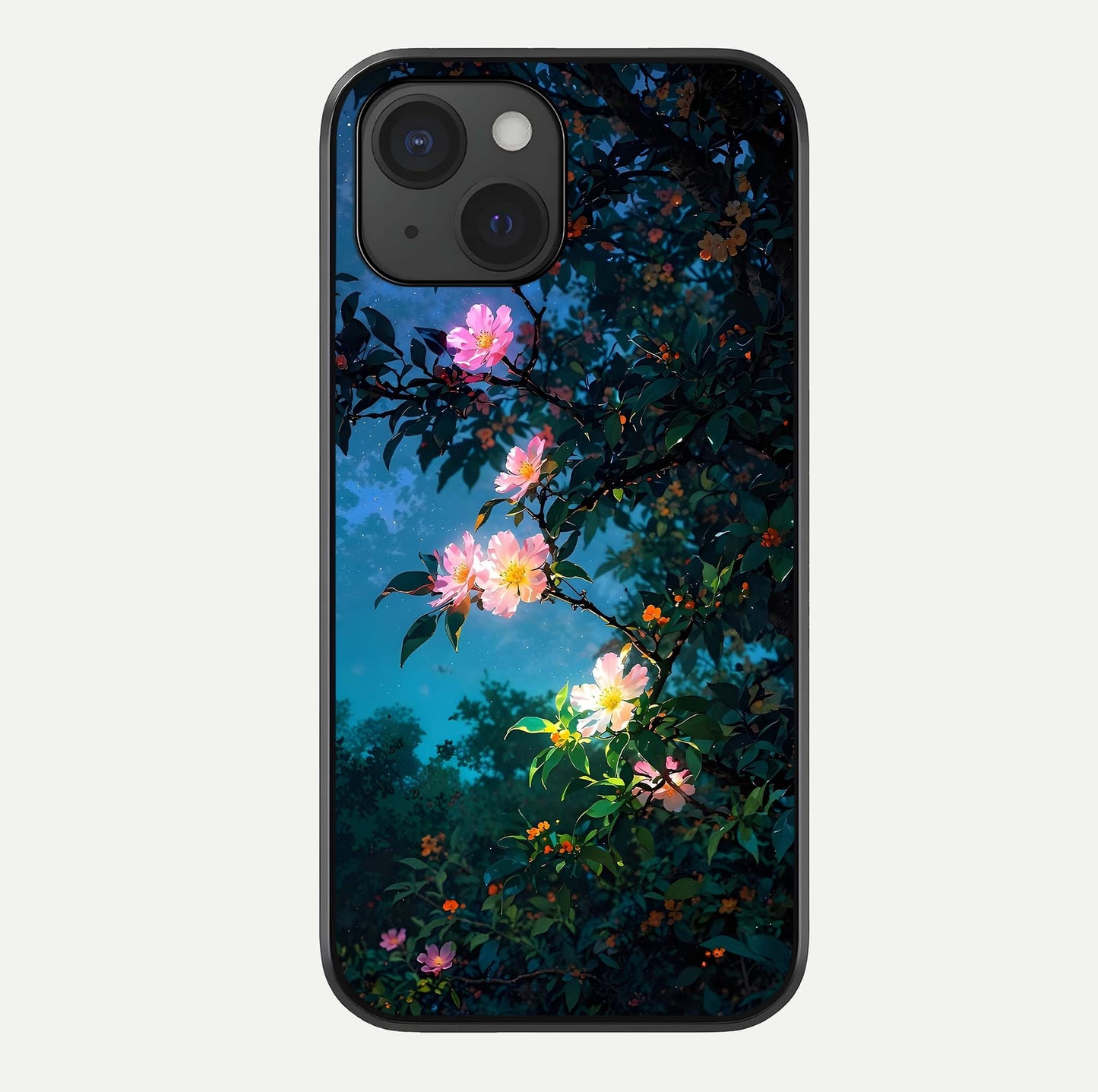Midnight Bloom Glow Glass Case For iPhone 15 by Custom World