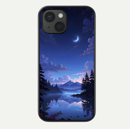 Midnight Lake Peace Glass Case For iPhone 15 by Custom World