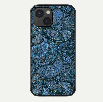 Midnight Paisley Glow Glass Case For iPhone 15 by Custom World