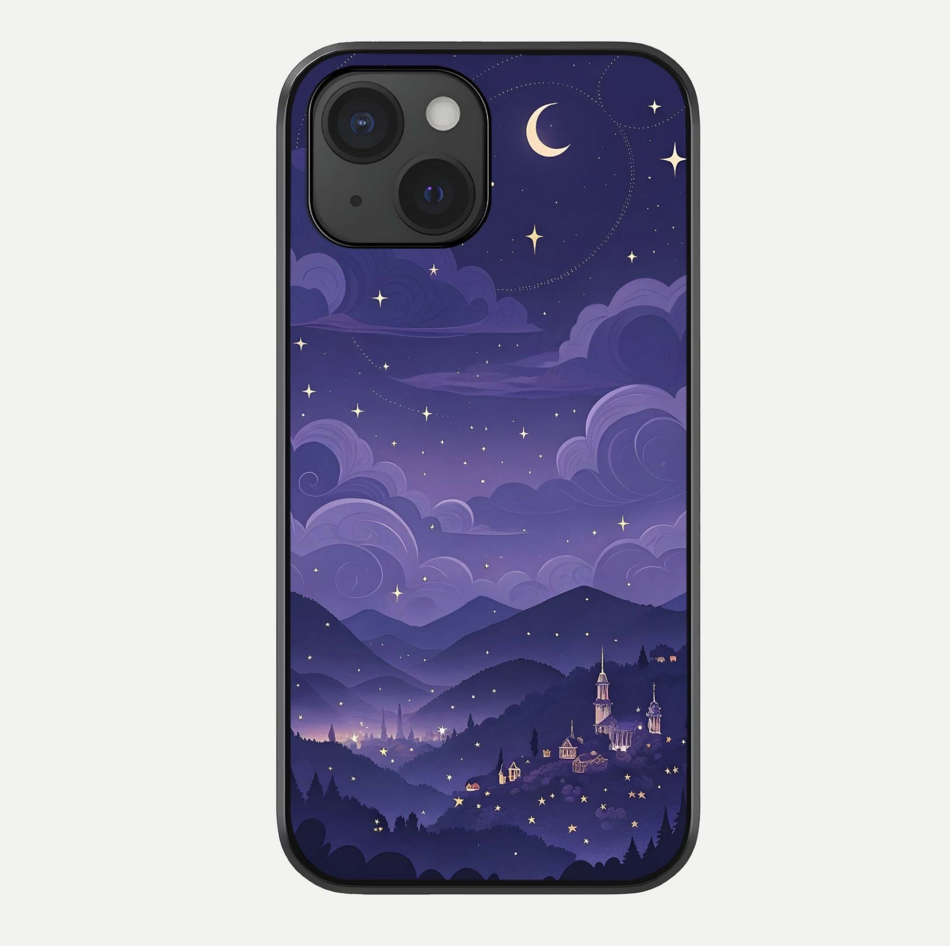 Minimal Night View Glass Case For iPhone 15 by Custom World