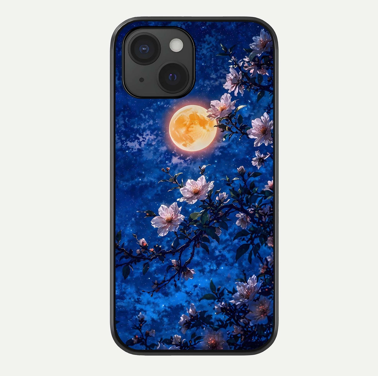 Moonlit Blossoms Night Glass Case For iPhone 15 by Custom World