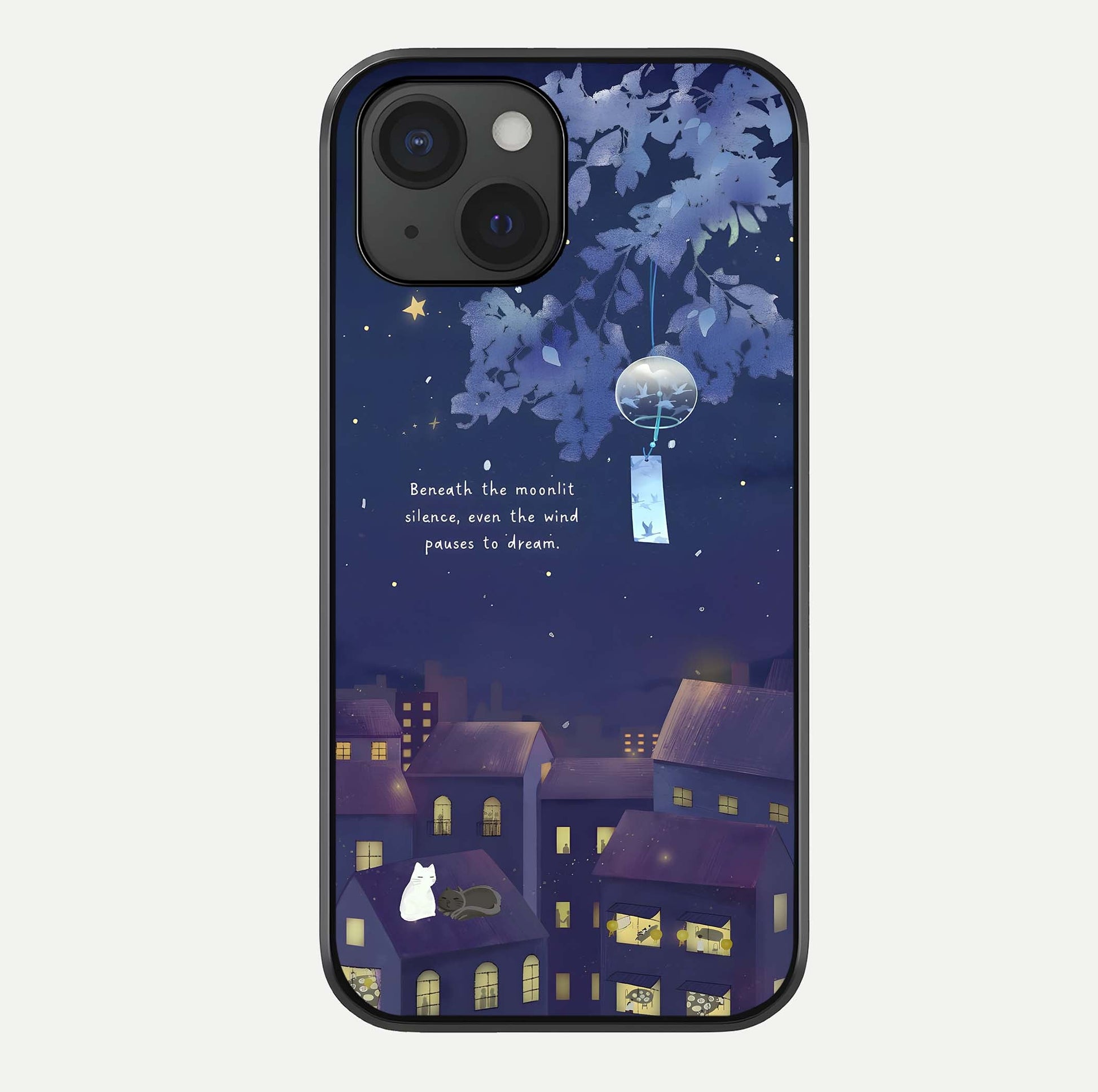 Moonlit Cat Silence Glass Case For iPhone 15 by Custom World
