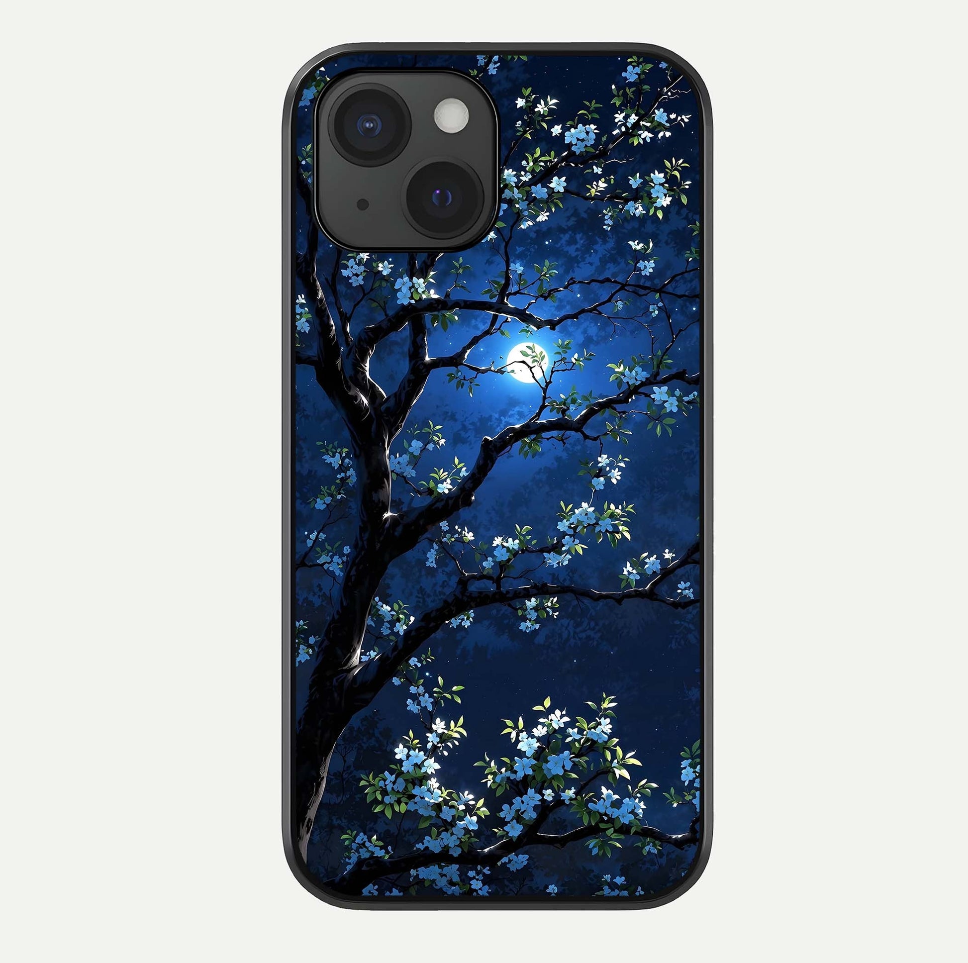 Mystic Floral Night Glass Case For iPhone 15 by Custom World