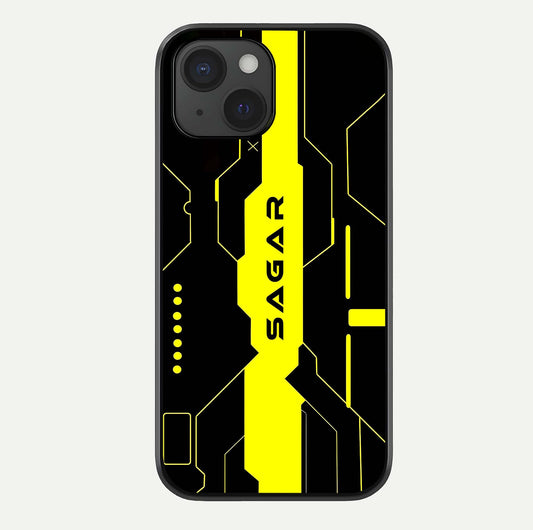 Neon CYBERPUNK Custom Name Glass Case For iPhone 15 by Custom World