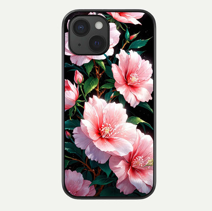 Peach Flower Glass Case For iPhone 15 by Custom World