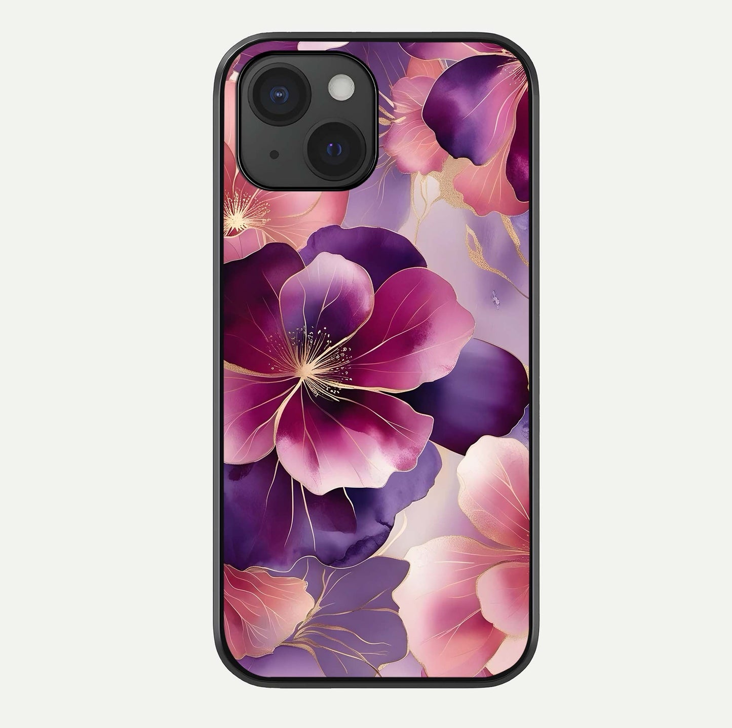 Pink Bouquet Florals Glass Case For iPhone 15 by Custom World