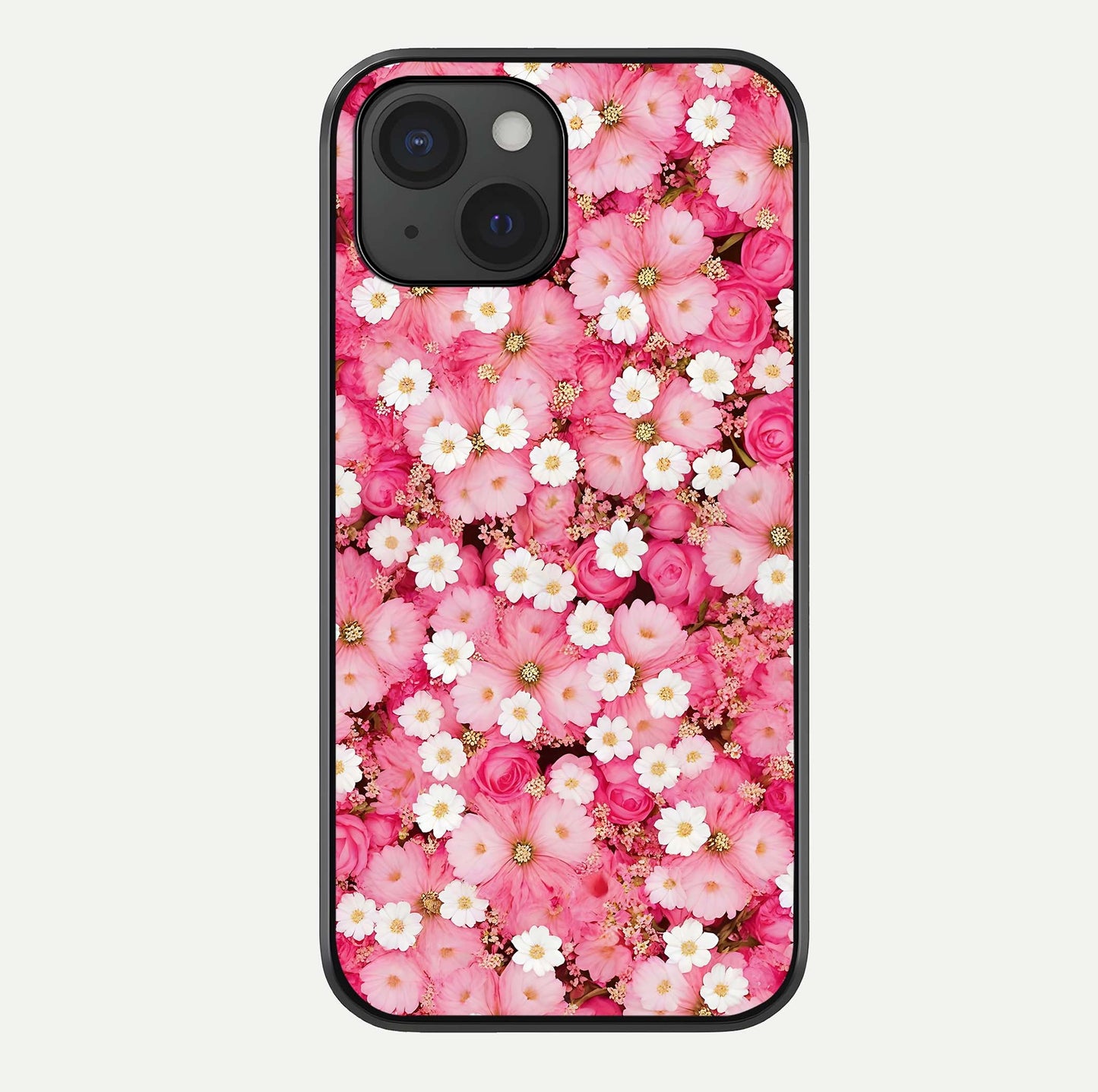 Pink Daisy Bliss Glass Case For iPhone 15 by Custom World