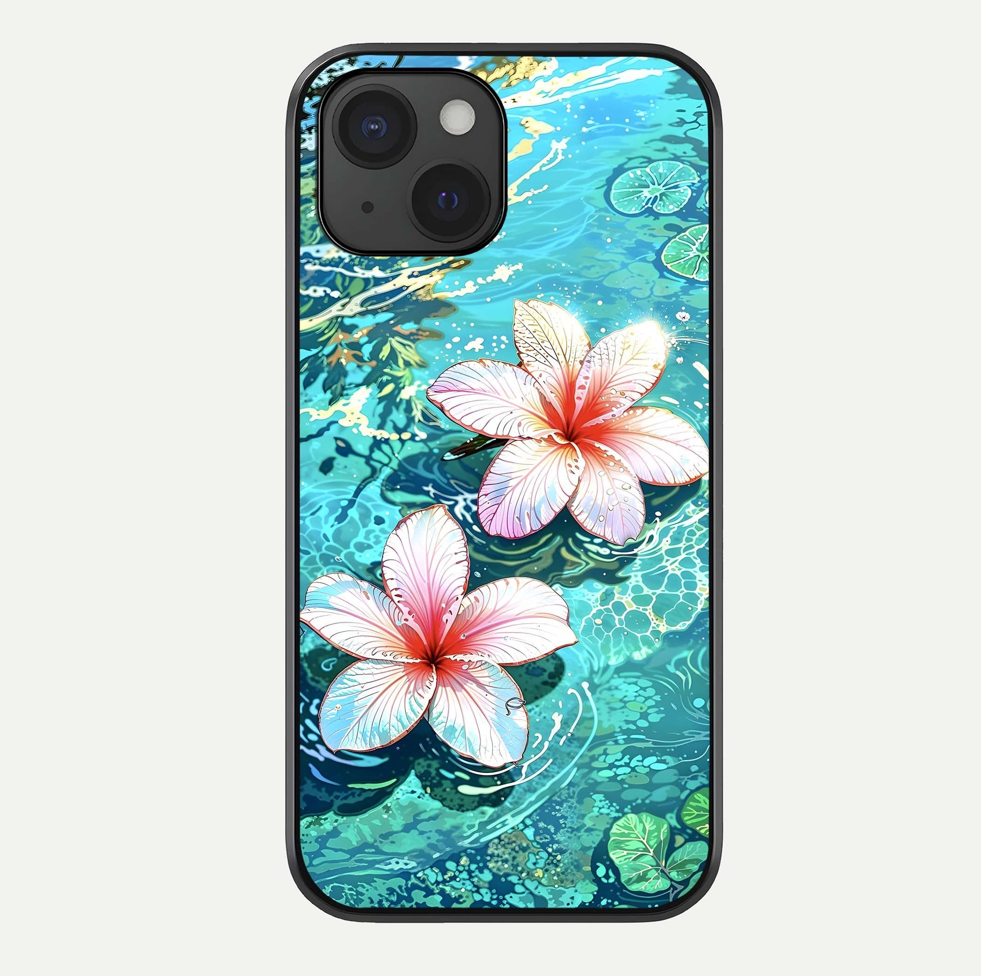 Pink Flowers in Water Glass Case For iPhone 15 by Custom World