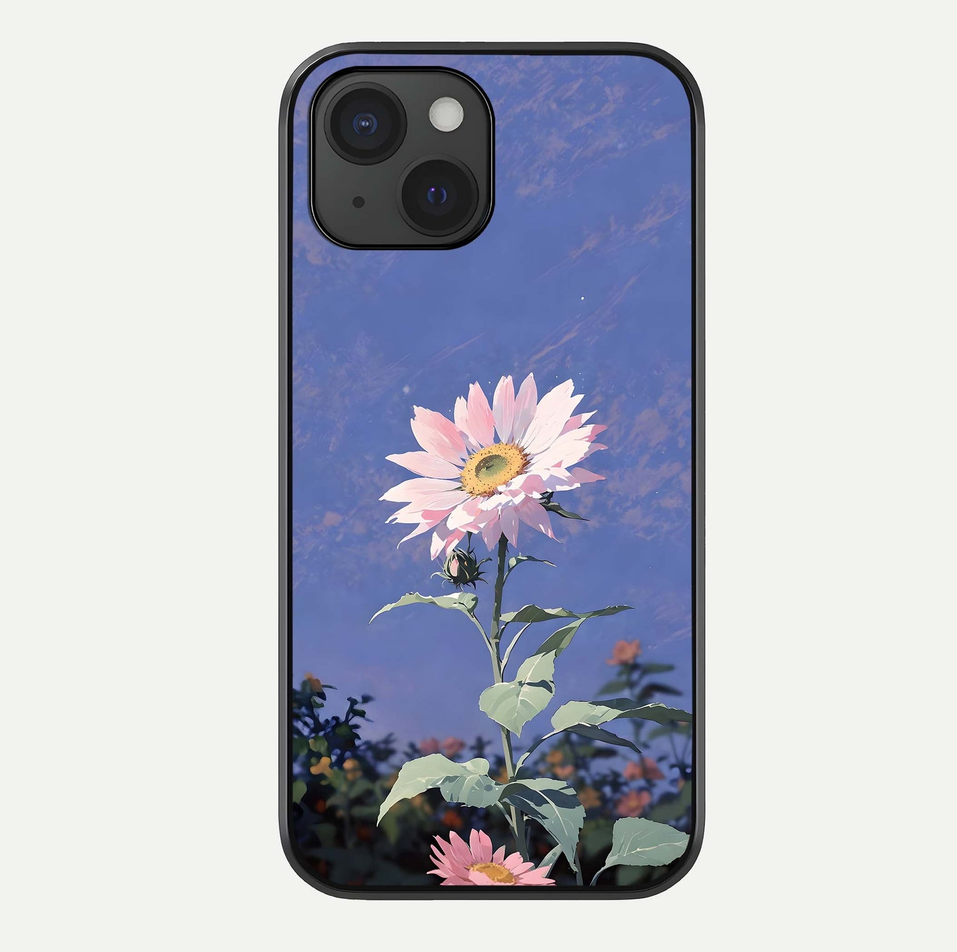 Pink Sunflower Glow Glass Case For iPhone 15 by Custom World