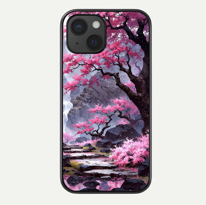 Pinkish Scenery Glass Case For iPhone 15 by Custom World