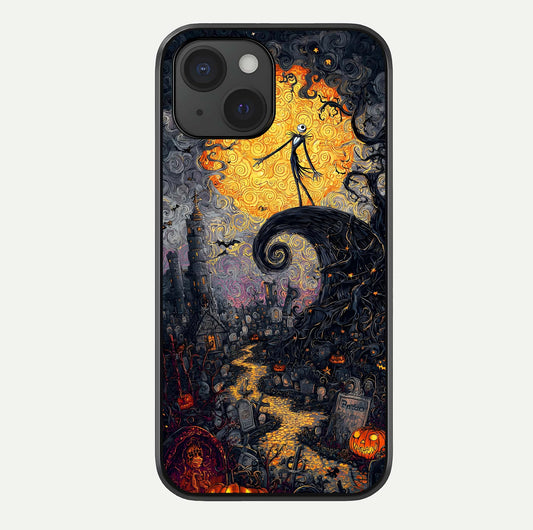 Pumpkin Moon Night Glass Case For iPhone 15 by Custom World