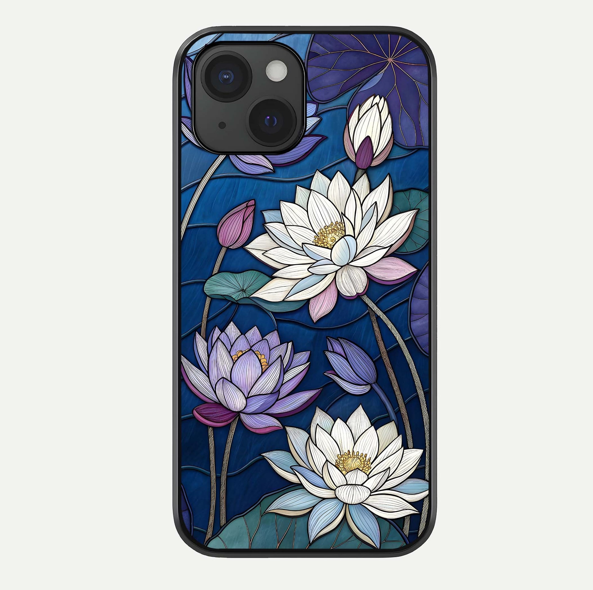 Purple Lotus Stained Glass Case For iPhone 15 by Custom World